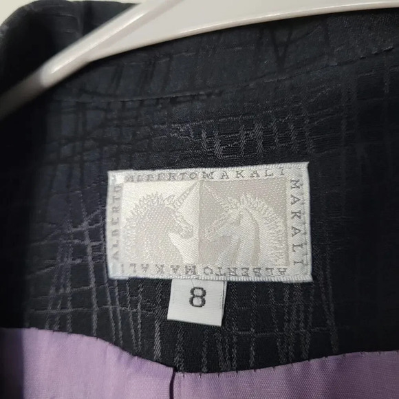 Alberto Makali Womens Blazer Coat 8 Black Dacron Long Sleeves Witchy Dark - Picture 3 of 9